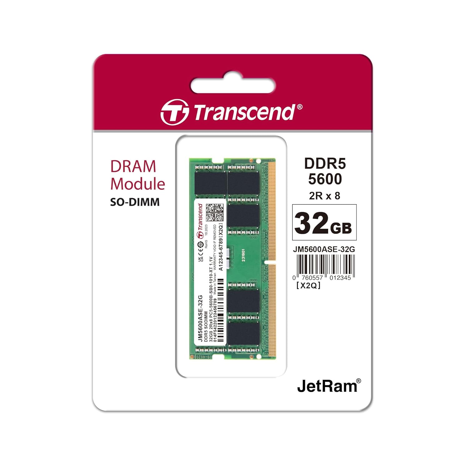 Transcend JetRam DDR5 5600 MHz SODIMM CL46 1.1V Laptop RAM | 8GB, 16GB, 32GB, 48GB Transcend JetRam DDR5 5600 MHz SODIMM CL46 1.1V Laptop RAM | 8GB, 16GB, 32GB, 48GB